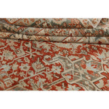 Antique Geometric Heriz Persian Area Rug Handmade Red Wool Carpet - 9'5" x 13'0"