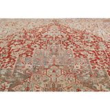 Antique Geometric Heriz Persian Area Rug Handmade Red Wool Carpet - 9'5" x 13'0"