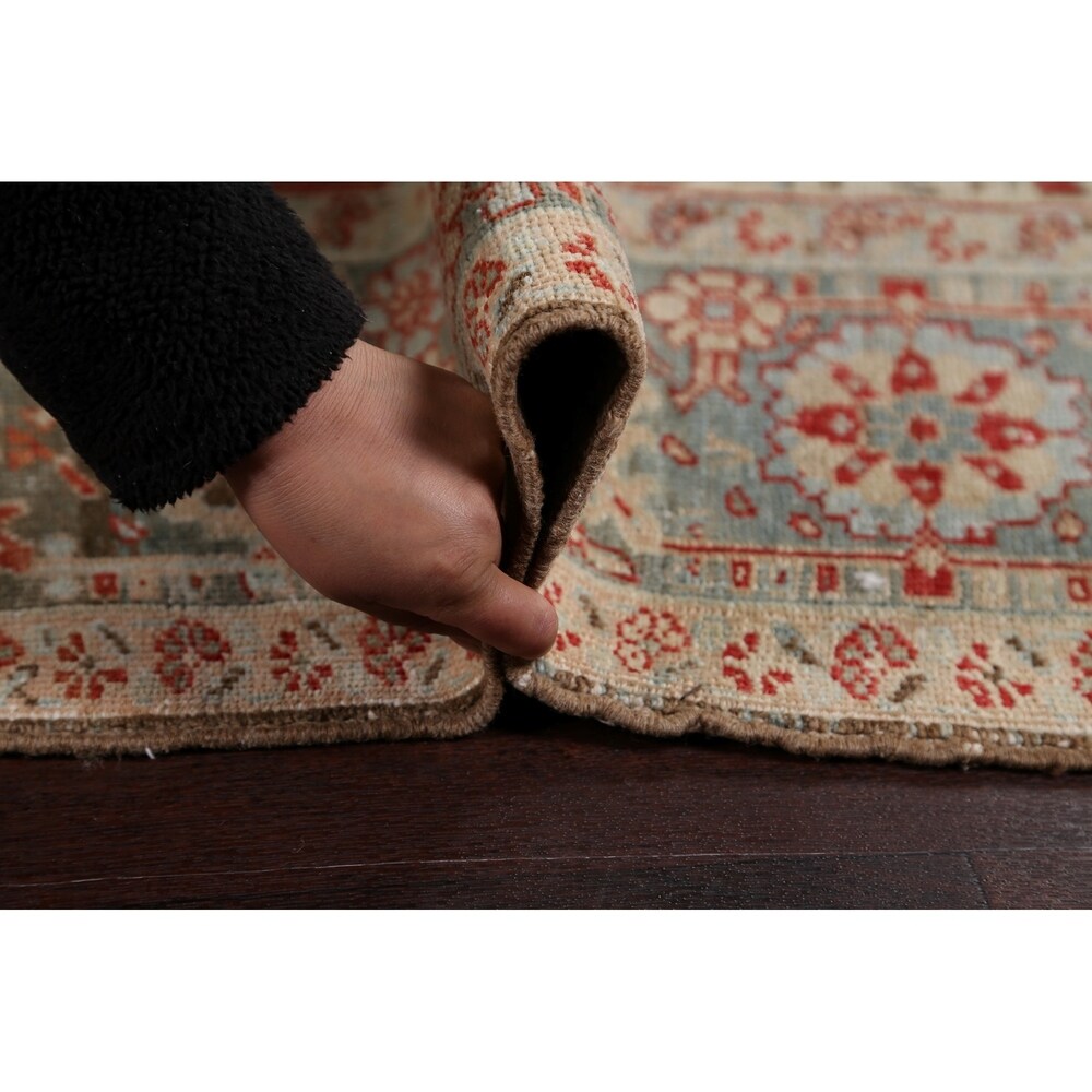 Antique Geometric Heriz Persian Area Rug Handmade Red Wool Carpet - 9'5" x 13'0"
