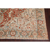 Antique Geometric Heriz Persian Area Rug Handmade Red Wool Carpet - 9'5" x 13'0"