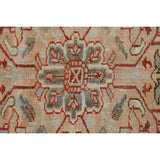 Antique Geometric Heriz Persian Area Rug Handmade Red Wool Carpet - 9'5" x 13'0"
