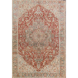 Antique Geometric Heriz Persian Area Rug Handmade Red Wool Carpet - 9'5" x 13'0"