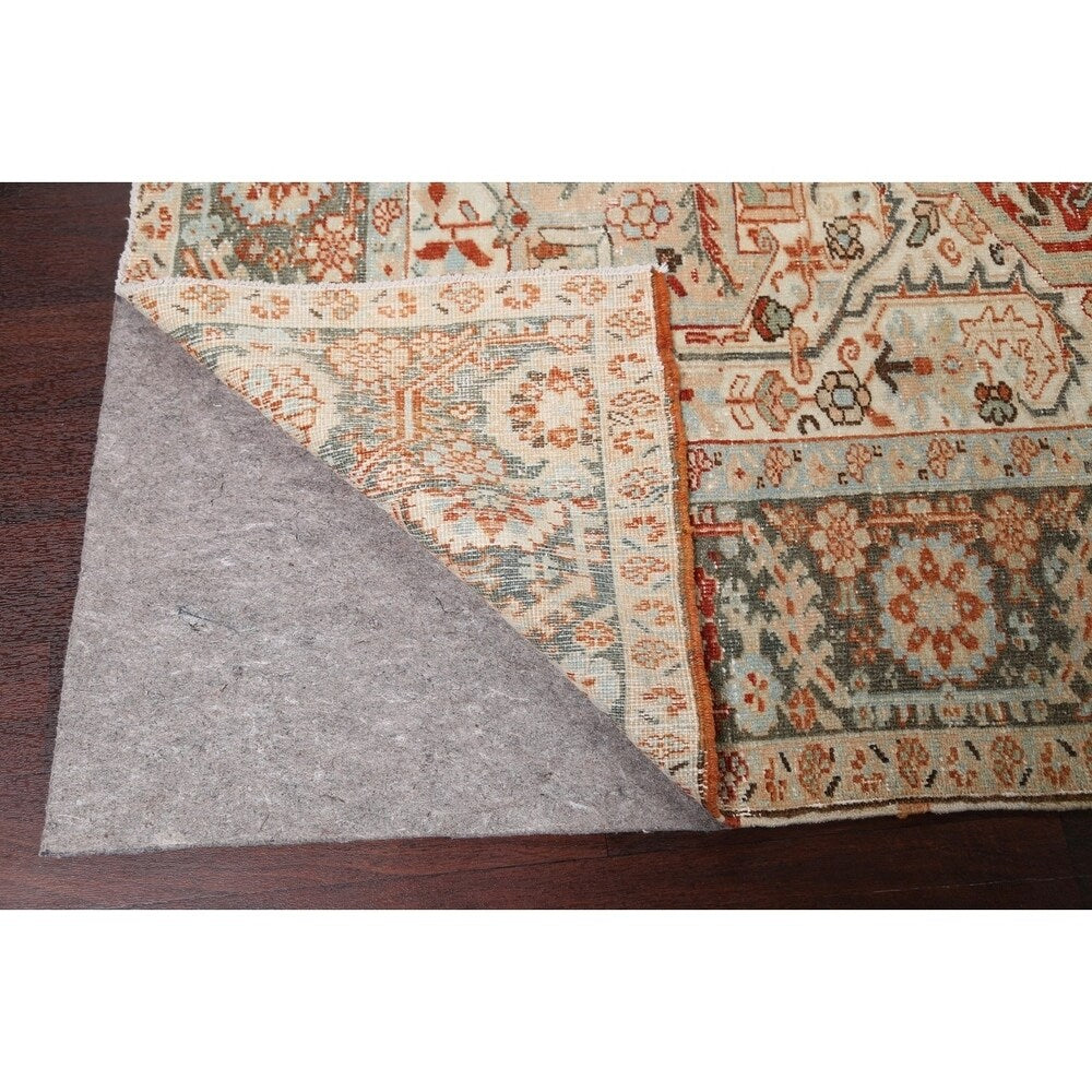 Antique Geometric Heriz Persian Area Rug Handmade Red Wool Carpet - 9'5" x 13'0"