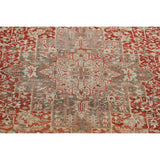 Antique Geometric Heriz Persian Area Rug Handmade Red Wool Carpet - 9'5" x 13'0"