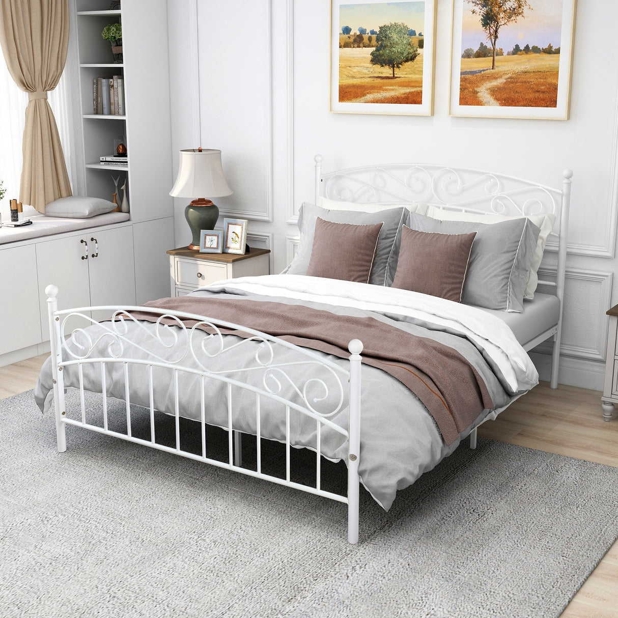 Antique Graceful Dark Bronze Victorian Iron Bed