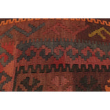 Antique Griffith Red/Orange Handmade Kilim Upholstered Ottoman