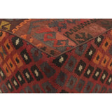 Antique Griffith Red/Orange Handmade Kilim Upholstered Ottoman