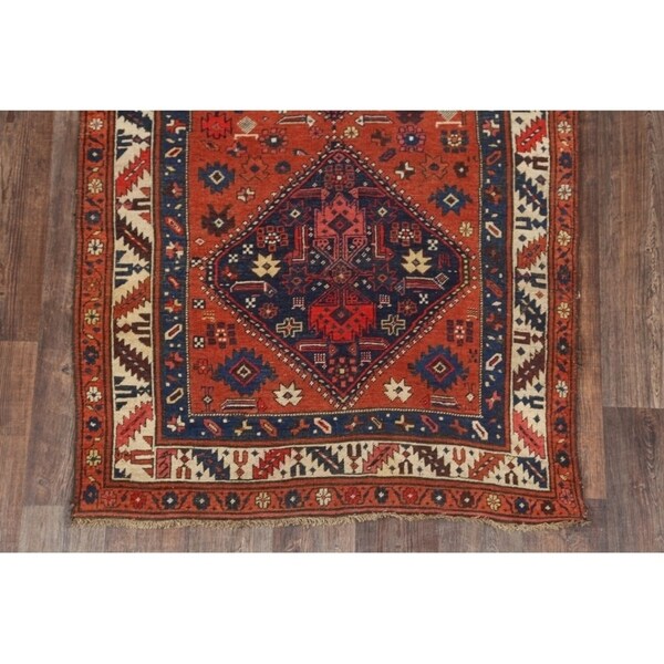 Antique Handmade Wool Traditional Bidjar Halvaei Persian Rug Tribal - 9'1" x 4'3" runner