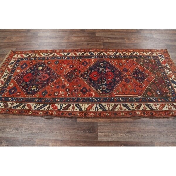 Antique Handmade Wool Traditional Bidjar Halvaei Persian Rug Tribal - 9'1" x 4'3" runner