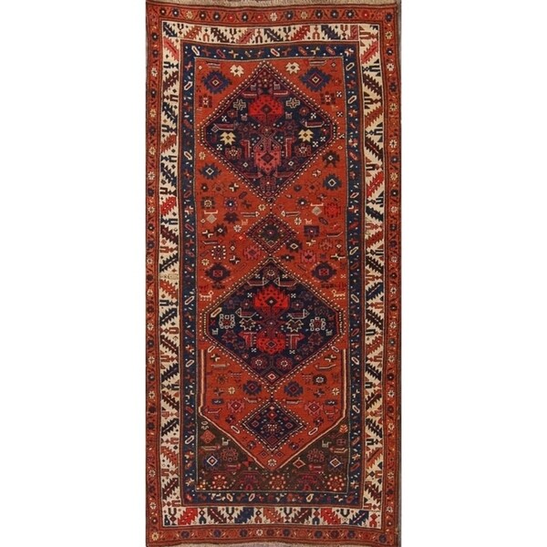 Antique Handmade Wool Traditional Bidjar Halvaei Persian Rug Tribal - 9'1" x 4'3" runner