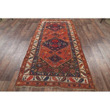 Antique Handmade Wool Traditional Bidjar Halvaei Persian Rug Tribal - 9'1" x 4'3" runner