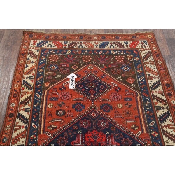 Antique Handmade Wool Traditional Bidjar Halvaei Persian Rug Tribal - 9'1" x 4'3" runner