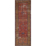 Antique Heriz Bakhshayesh Persian Runner Rug Red Handmade Wool Carpet - 3'4"x 11'0"