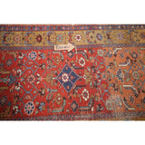 Antique Heriz Bakhshayesh Persian Runner Rug Red Handmade Wool Carpet - 3'4"x 11'0"
