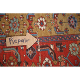 Antique Heriz Bakhshayesh Persian Runner Rug Red Handmade Wool Carpet - 3'4"x 11'0"