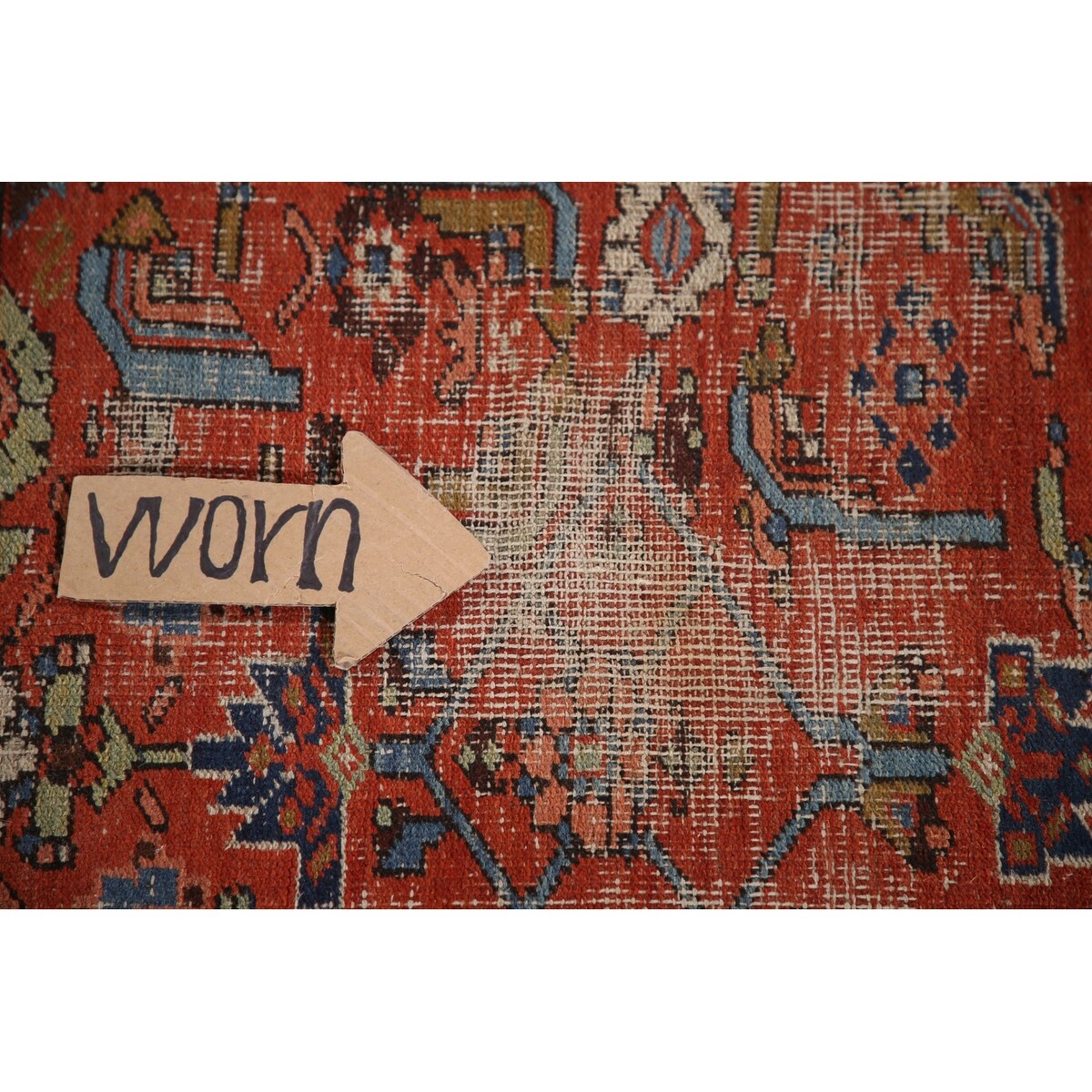 Antique Heriz Bakhshayesh Persian Runner Rug Red Handmade Wool Carpet - 3'4"x 11'0"