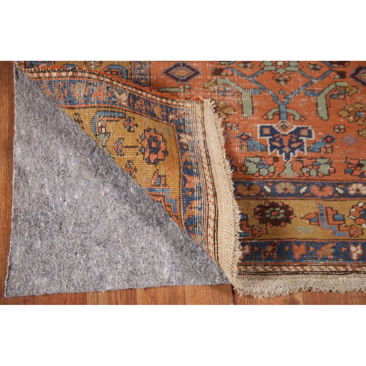 Antique Heriz Bakhshayesh Persian Runner Rug Red Handmade Wool Carpet - 3'4"x 11'0"