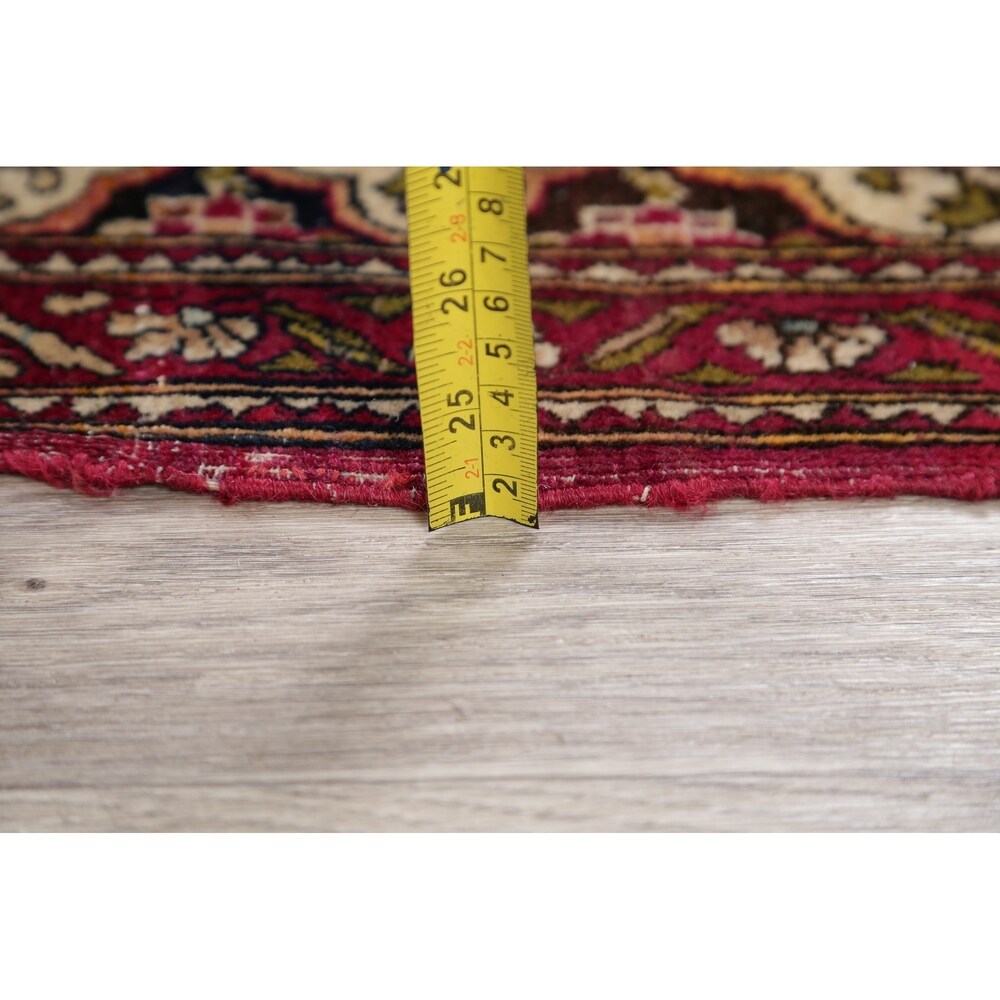 Antique Isfahan Floral Hand Knotted Wool Oriental Persian Area Rug - 7'0" x 4'4"