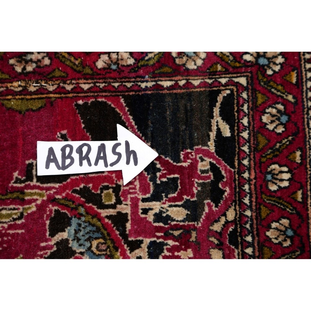 Antique Isfahan Floral Hand Knotted Wool Oriental Persian Area Rug - 7'0" x 4'4"