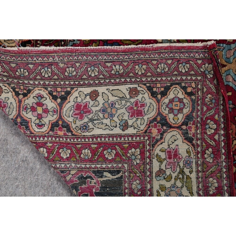 Antique Isfahan Floral Hand Knotted Wool Oriental Persian Area Rug - 7'0" x 4'4"