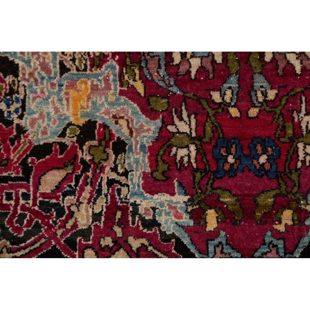 Antique Isfahan Floral Hand Knotted Wool Oriental Persian Area Rug - 7'0" x 4'4"