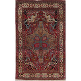Antique Isfahan Floral Hand Knotted Wool Oriental Persian Area Rug - 7'0" x 4'4"