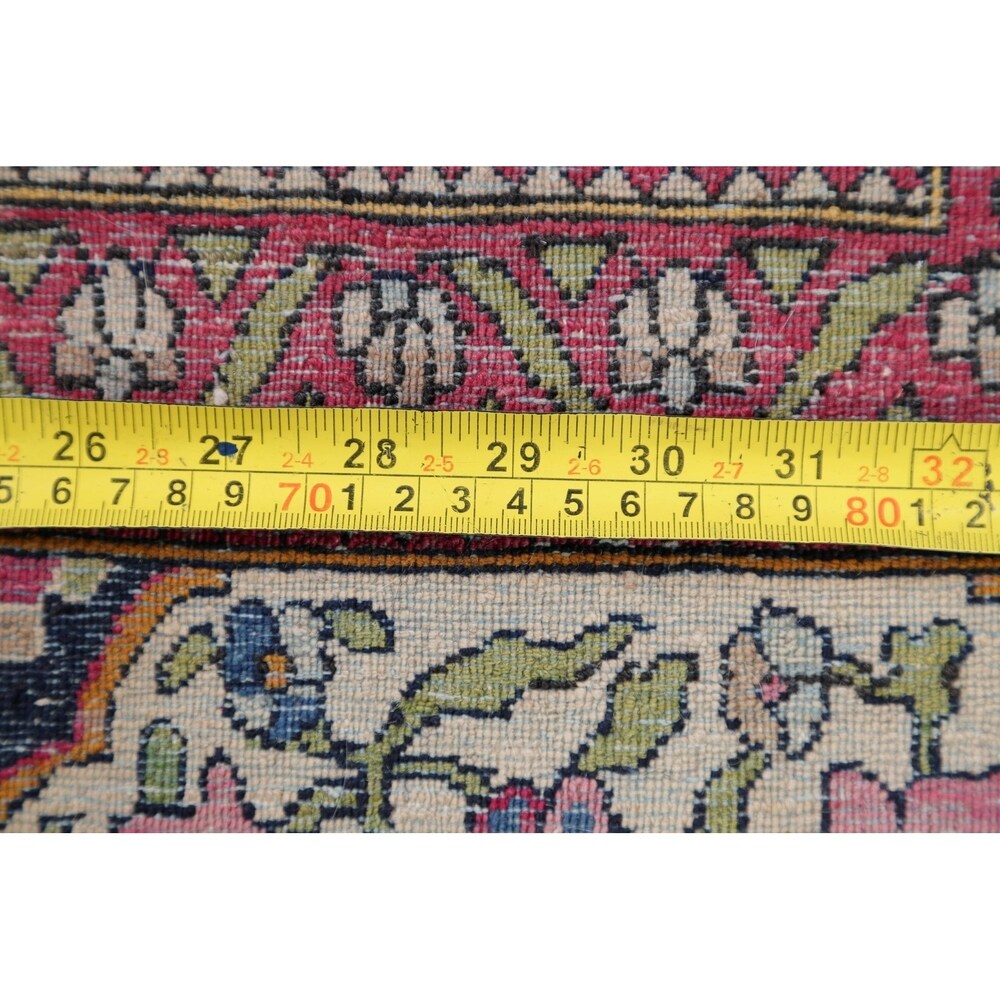 Antique Isfahan Floral Hand Knotted Wool Oriental Persian Area Rug - 7'0" x 4'4"