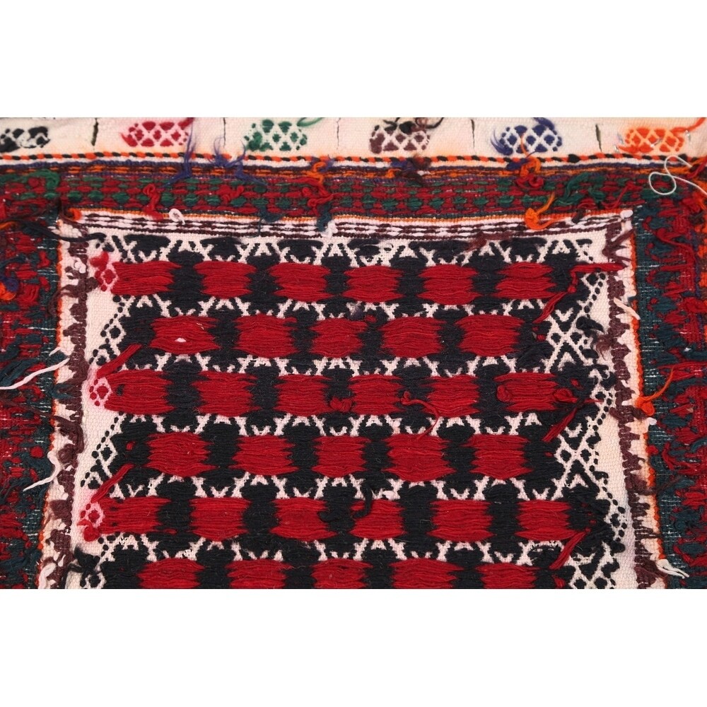 Antique Kilim Geometric Hand Made Wool Persian Rug - 6'5" x 1'9" Runner