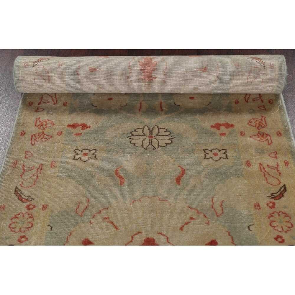 Antique Look Vegetable Dye Floral Oushak Turkish Oriental Rug Handmade - 2' 10" x 11' 10" Runner