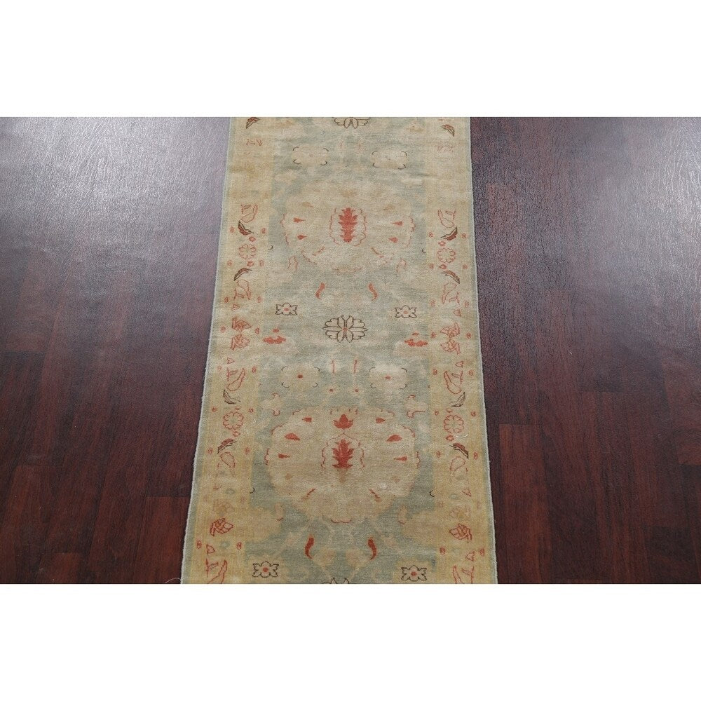 Antique Look Vegetable Dye Floral Oushak Turkish Oriental Rug Handmade - 2' 10" x 11' 10" Runner