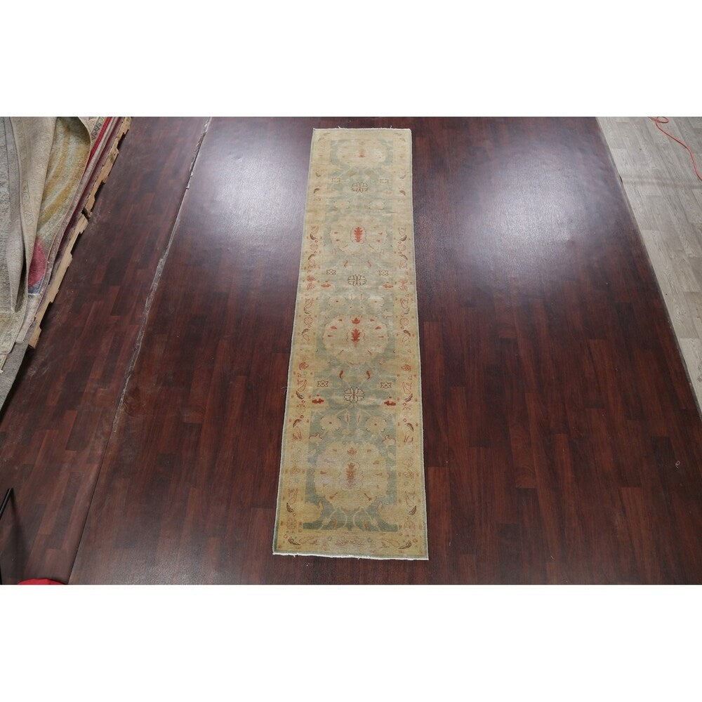 Antique Look Vegetable Dye Floral Oushak Turkish Oriental Rug Handmade - 2' 10" x 11' 10" Runner