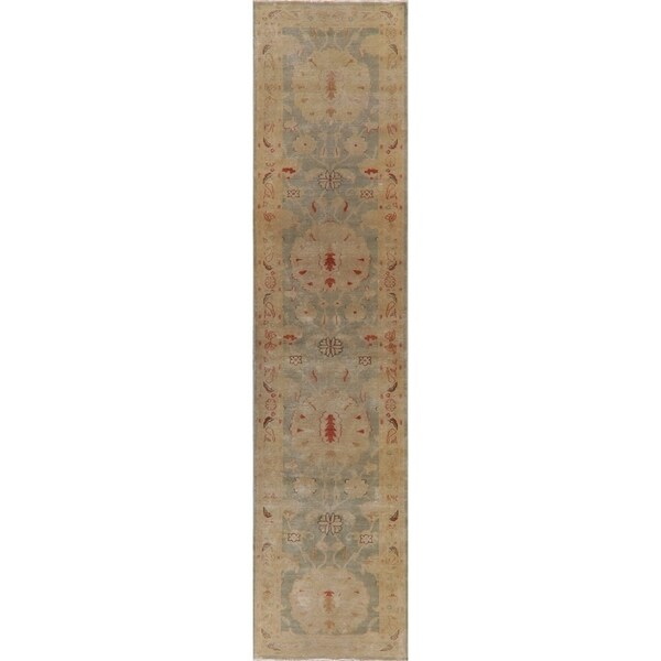 Antique Look Vegetable Dye Floral Oushak Turkish Oriental Rug Handmade - 2' 10" x 11' 10" Runner