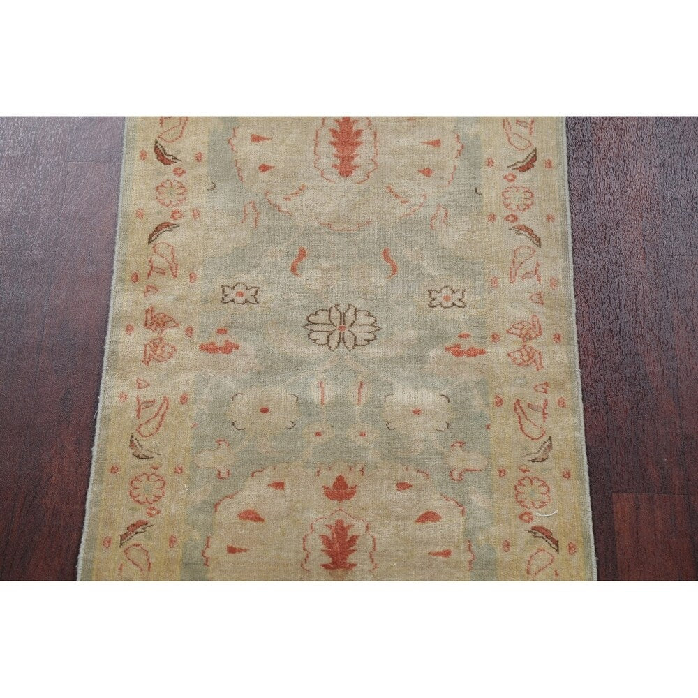 Antique Look Vegetable Dye Floral Oushak Turkish Oriental Rug Handmade - 2' 10" x 11' 10" Runner
