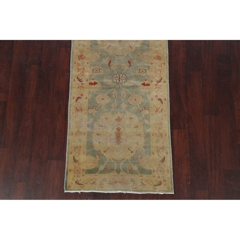 Antique Look Vegetable Dye Floral Oushak Turkish Oriental Rug Handmade - 2' 10" x 11' 10" Runner