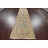 Antique Look Vegetable Dye Floral Oushak Turkish Oriental Rug Handmade - 2' 10" x 11' 10" Runner