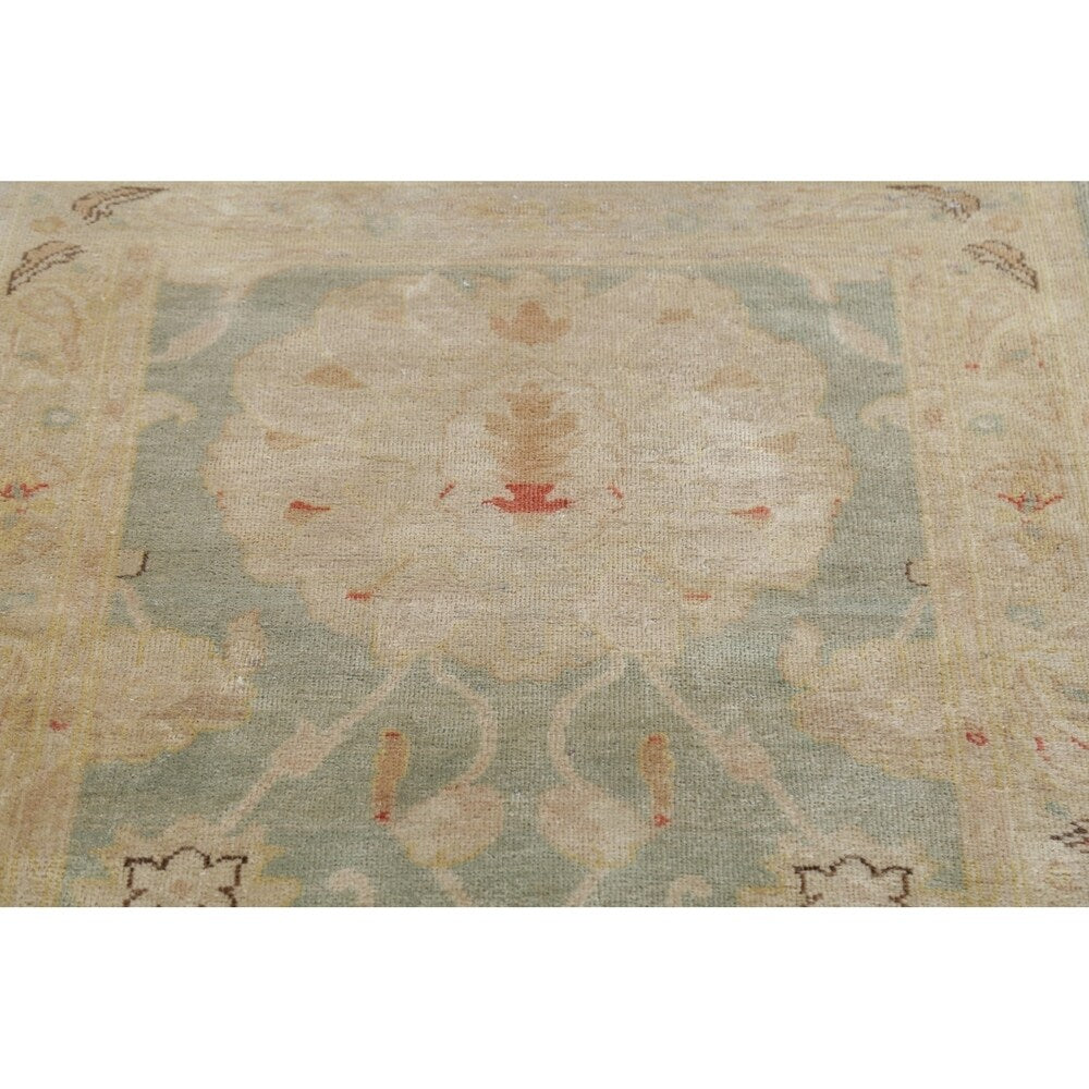 Antique Look Vegetable Dye Floral Oushak Turkish Oriental Rug Handmade - 2' 10" x 11' 10" Runner