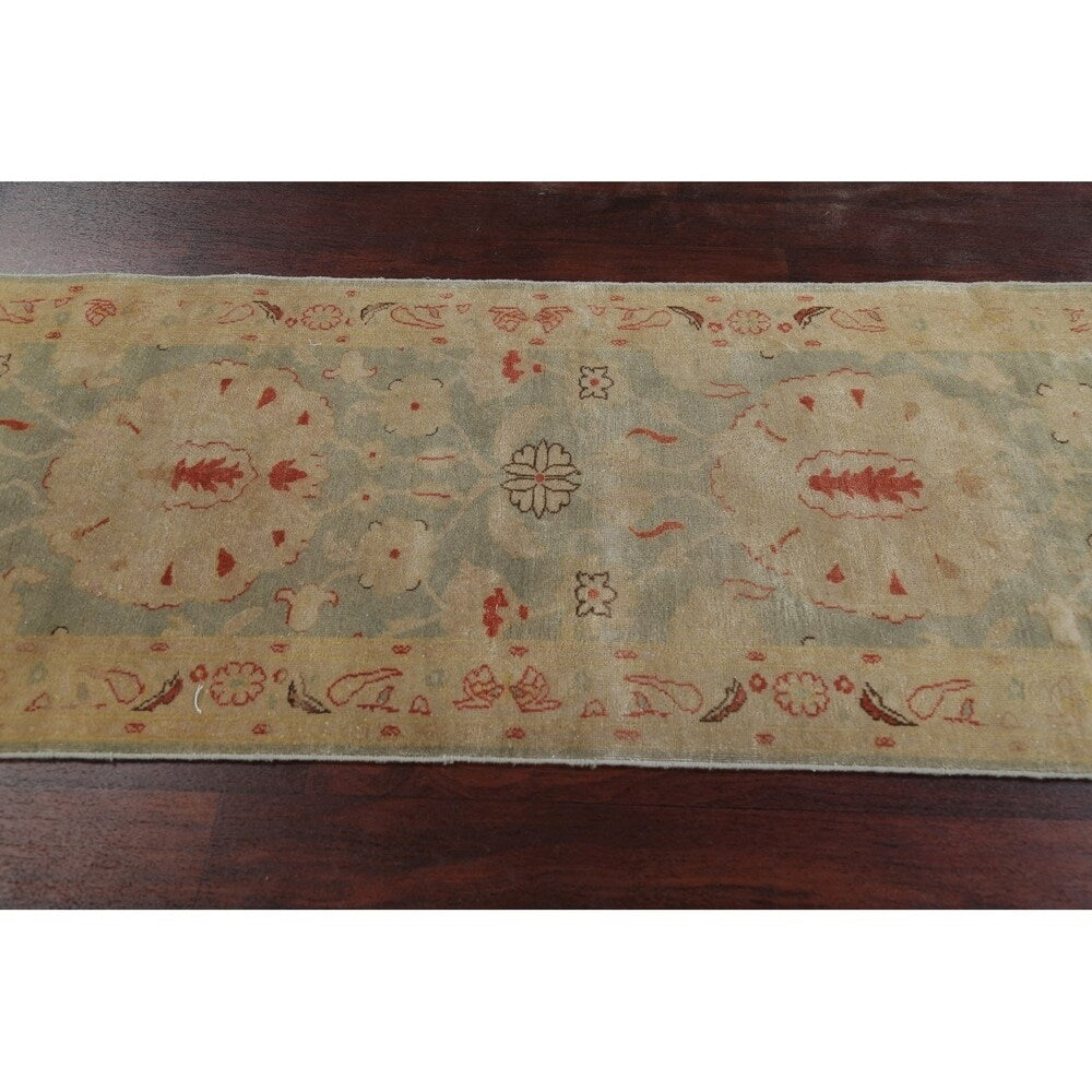 Antique Look Vegetable Dye Floral Oushak Turkish Oriental Rug Handmade - 2' 10" x 11' 10" Runner