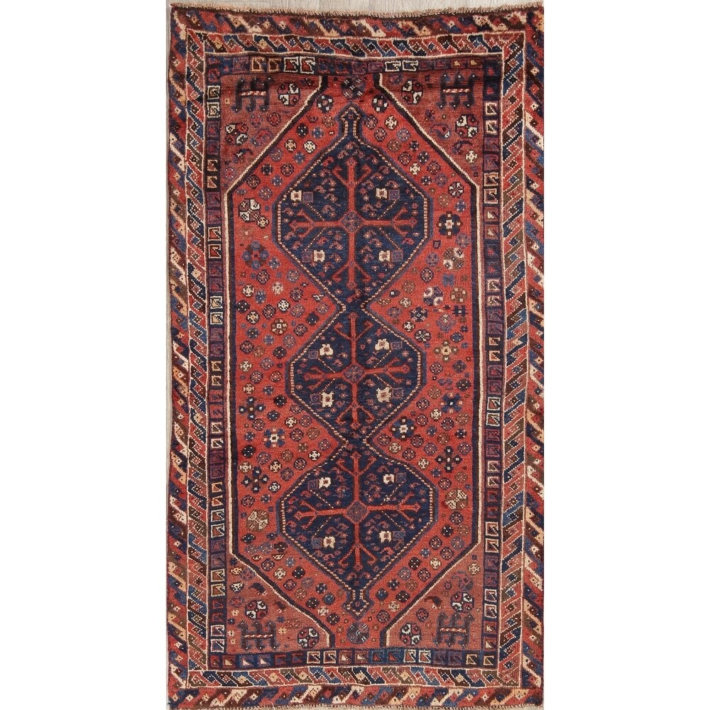 Antique Lori Tribal Geometric Handmade Wool Persian Oriental Area Rug - 6'8" x 3'8"
