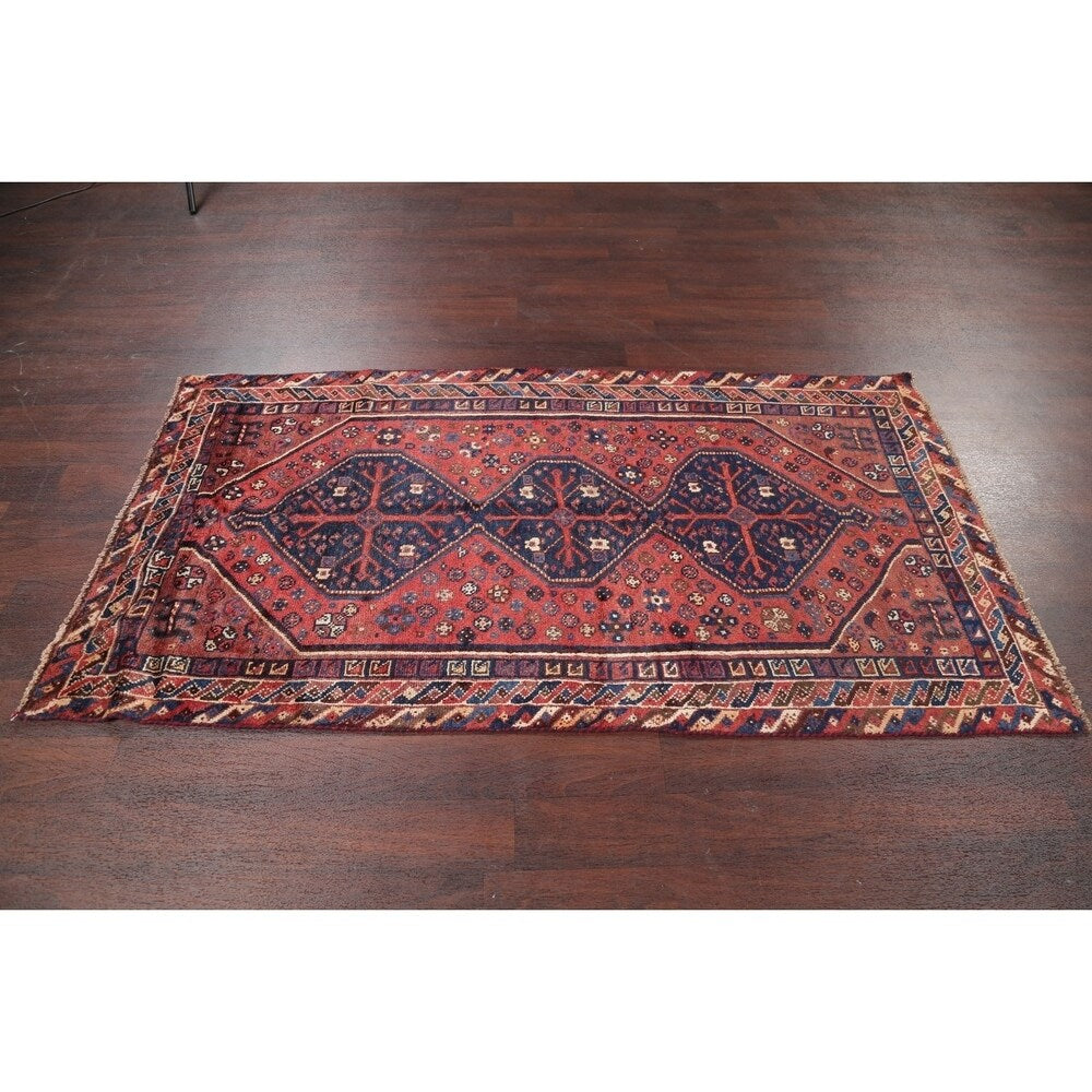 Antique Lori Tribal Geometric Handmade Wool Persian Oriental Area Rug - 6'8" x 3'8"