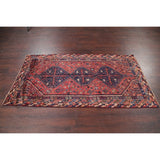 Antique Lori Tribal Geometric Handmade Wool Persian Oriental Area Rug - 6'8" x 3'8"