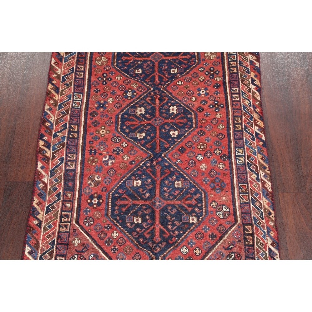 Antique Lori Tribal Geometric Handmade Wool Persian Oriental Area Rug - 6'8" x 3'8"