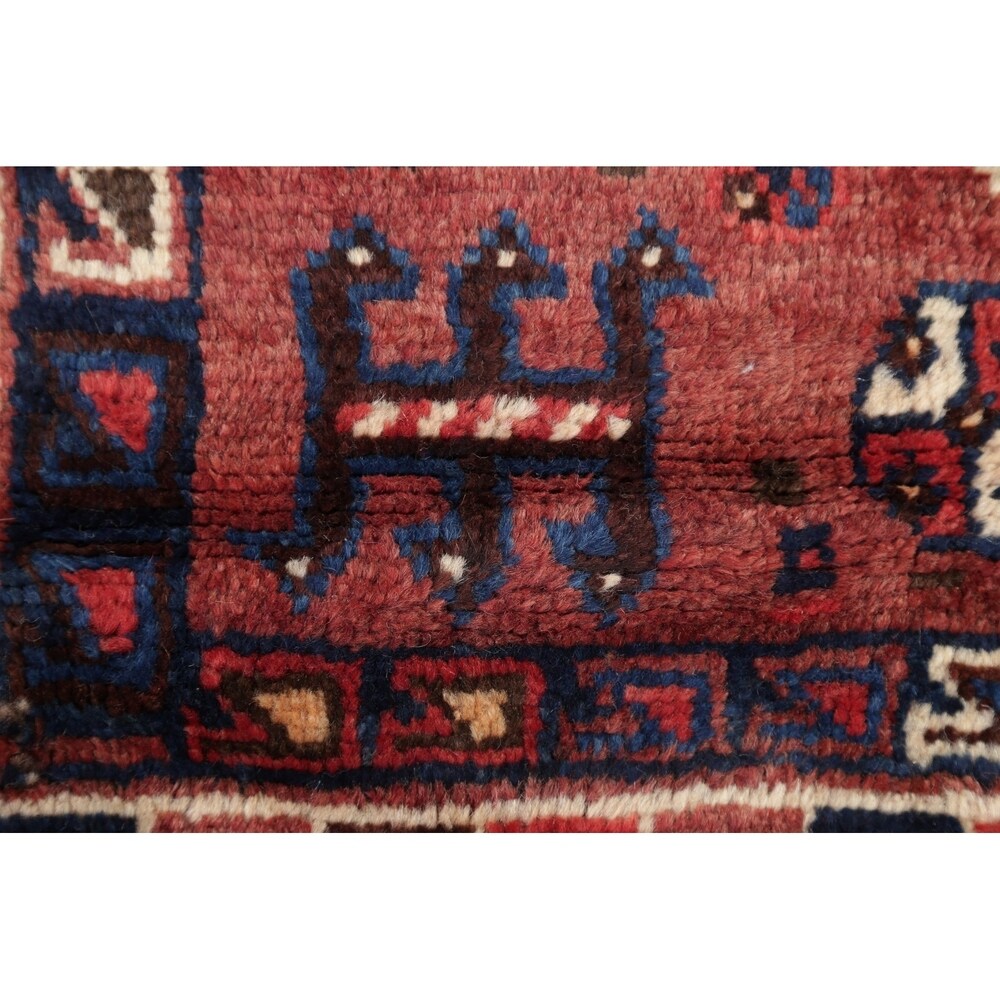 Antique Lori Tribal Geometric Handmade Wool Persian Oriental Area Rug - 6'8" x 3'8"