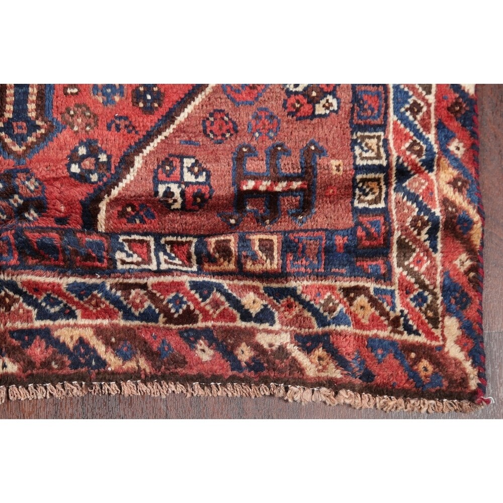 Antique Lori Tribal Geometric Handmade Wool Persian Oriental Area Rug - 6'8" x 3'8"