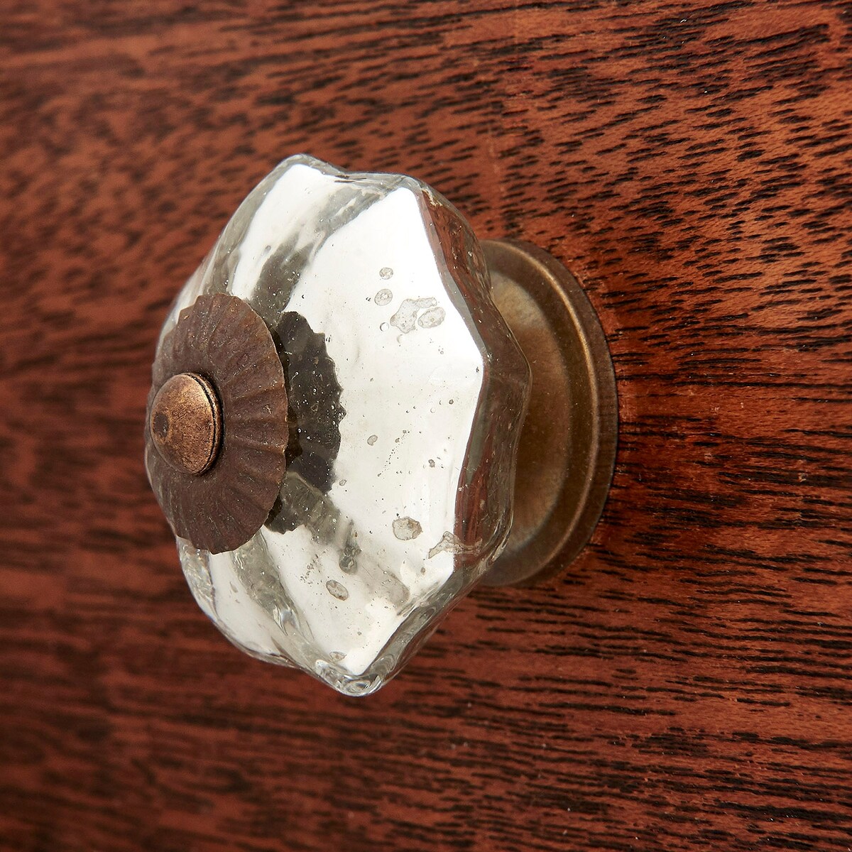 Antique Silver Mercury Glass Knobs, Cabinet Pulls (Pack of 6)