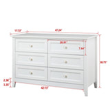 Antique Solid Wood 6-Drawer Dresser for Living Spaces