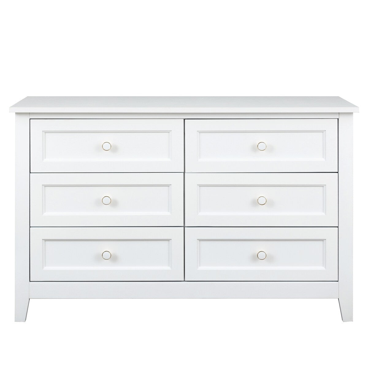 Antique Solid Wood 6-Drawer Dresser for Living Spaces