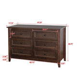 Antique Solid Wood 6-Drawer Dresser for Living Spaces