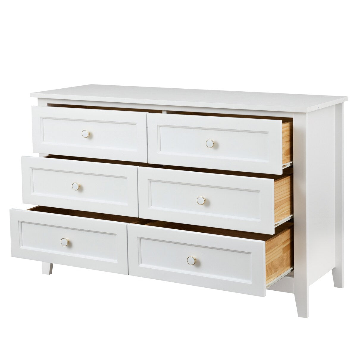 Antique Solid Wood 6-Drawer Dresser for Living Spaces