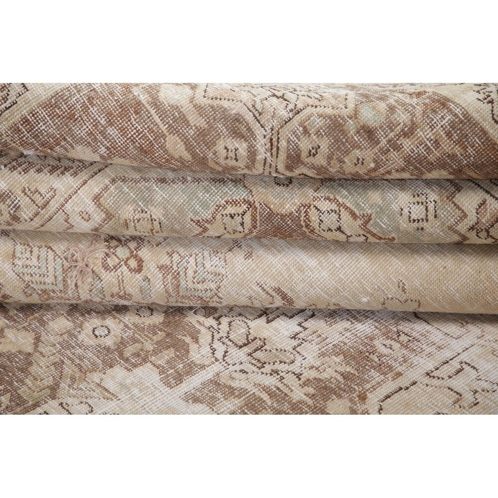 Antique Tabriz Oriental Hand Knotted Persian Muted Distressed Area Rug - 12'4" x 8'10"