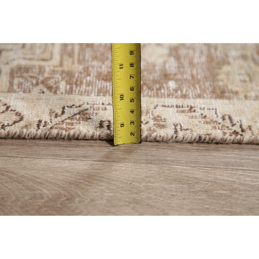 Antique Tabriz Oriental Hand Knotted Persian Muted Distressed Area Rug - 12'4" x 8'10"